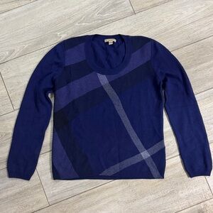 Burberry Navy and Black Check Crewneck Sweater